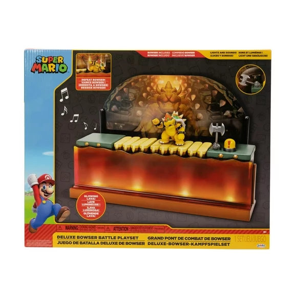 Nintendo Super Mario 2.5 inch Deluxe Bowser Battle Playset with Bowser Figure