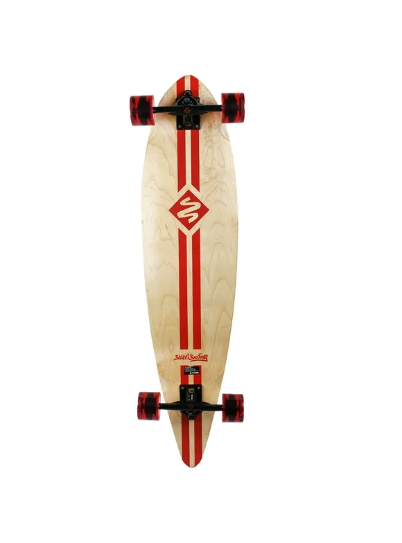 Street Surfing Longboard Complete Retro Stripe Red Pintail 9.6" x 40"