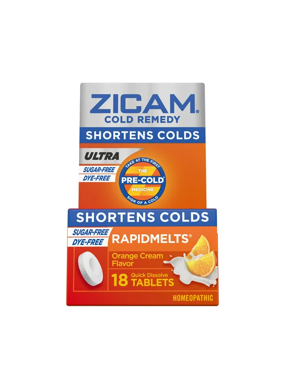 Zicam Zinc Cold Remedy ULTRA RapidMelts Quick-Dissolve Tablets Orange Cream Flavor 18ct