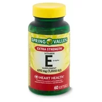 Spring Valley Extra Strength Vitamin E D-Alpha Supplement, 670 mg (1,000 IU), 60 count