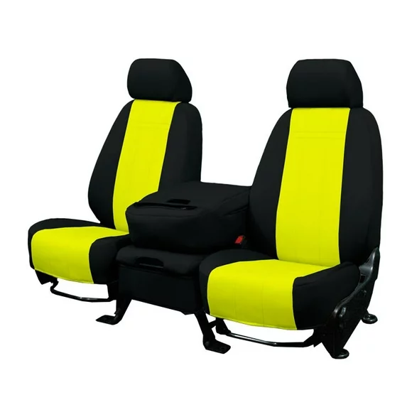 CalTrend Front NeoSupreme Seat Covers for 2004-2008 Ford F-150|Lincoln Mark LT - FD261-12NN Yellow Insert with Black Trim