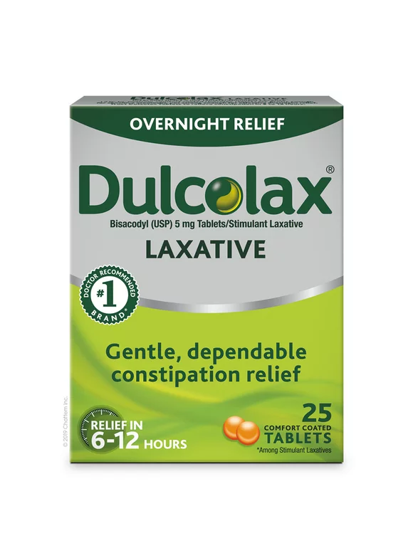 Dulcolax Laxative Tablets (25 Ct), Reliable Overnight Relief