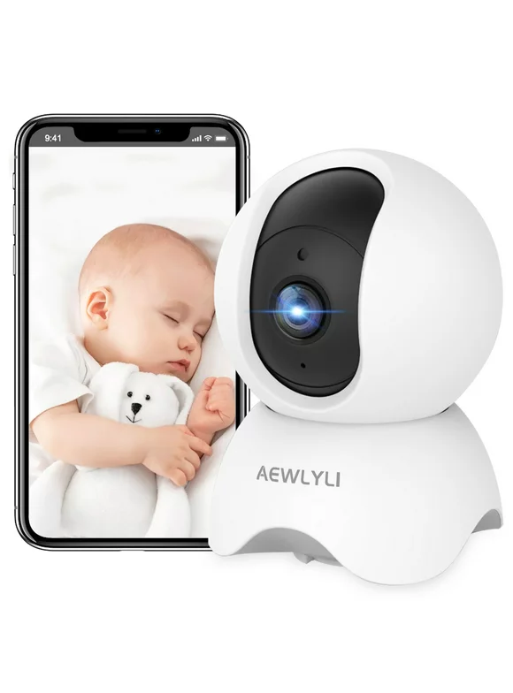 AEWLYLI Baby Monitor Security Camera,WiFi Indoor Camera,360-Degree Smart 1080P Pet Camera, Night Vision - Ideal for Baby, Pet and Elderly
