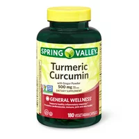 Spring Valley Turmeric Curcumin Vegetarian Capsules with Ginger Powder, 500 mg, 180 Count