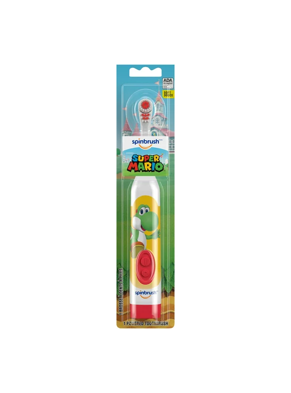 Super Mario Kids Spinbrush Electric Battery Toothbrush, Soft, 1 ct, Character May Vary