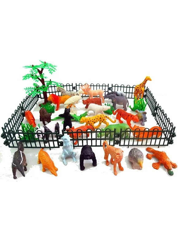 Safari Animals Figures, Realistic Large Wild Zoo Animals Figurines, Plastic Jungle Animals Toys Set with Tiger, Lion, Elephant, Giraffe Eduactional Toys Playset for Kids Toddler Party Supplies