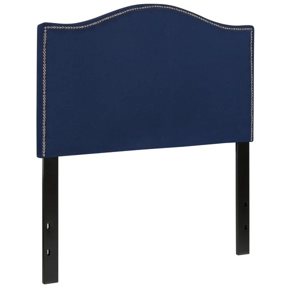 Flash Furniture Lexington Upholstered Twin Size Headboard with Accent Nail Trim in Navy Fabric