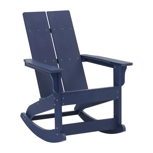 Flash Furniture Finn Poly Resin Rocking Adirondack Chair - Navy