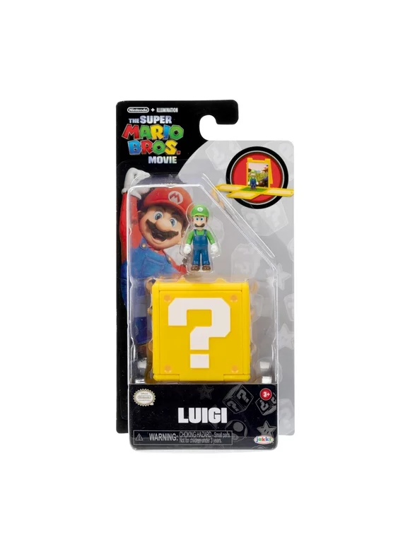 The Super Mario Bros. Movie 1.25 inch Mini Luigi Figure with Question Block