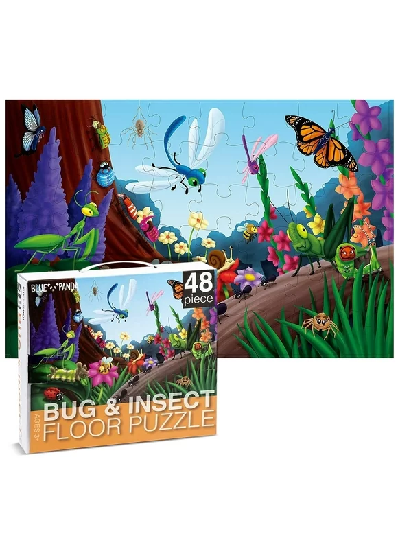 48 Piece Giant Bugs and Insects Jigsaw Puzzle for Kids Ages 3-5 and 4-8 gift, Jumbo Floor Puzzle for Toddler Preschool Learning (2 x 3 Feet)
