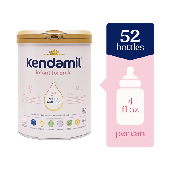 Kendamil Whole Milk Infant Formula Powder, European with HMOs, Prebiotics, No Palm Oil or Soy, with DHA, 28.2oz