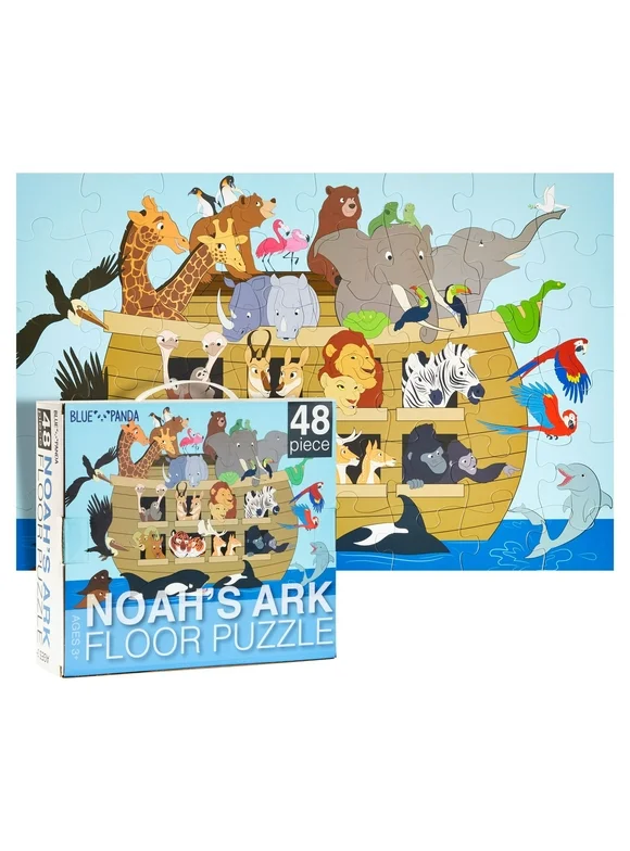 48 Piece Giant Noahs Ark Jigsaw Puzzle for Kids Ages 3-5 and 4-8, Jumbo Animal Floor Puzzle for Toddler Preschool Learning (2 x 3 Feet)