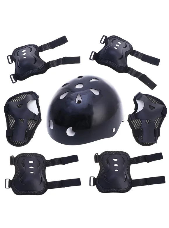 Child & Adults Rider Series Protection Gear Set for Multi Sports Scooter, Skateboarding, Biking, Roller Skating,Helmet, Knee and Elbow Pads with Wrist Guards-Black
