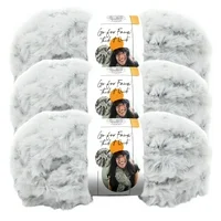 Lion Brand Yarn Go For Faux Thick and Quick Chinchilla Faux Fur Jumbo Polyester Multi-color Yarn 3 Pack
