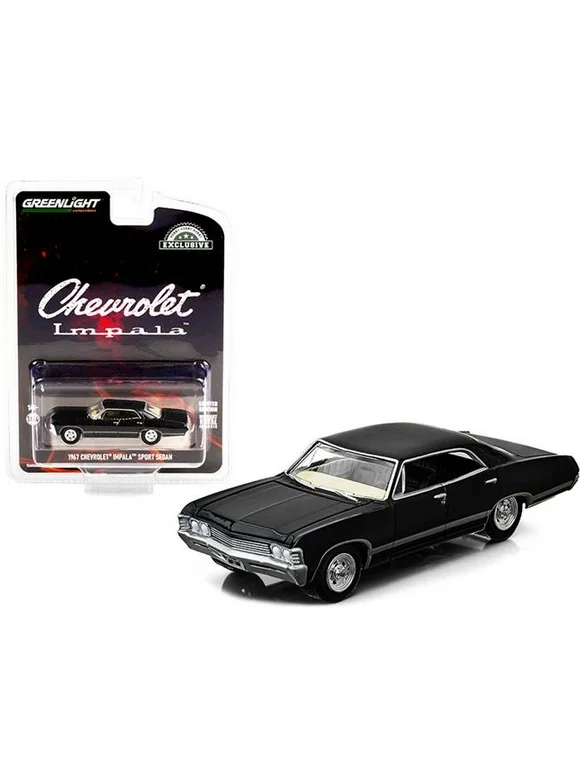 1967 Chevrolet Impala Sport Sedan Tuxedo Black Hobby Exclusive 1/64 Diecast Model Car by Greenlight