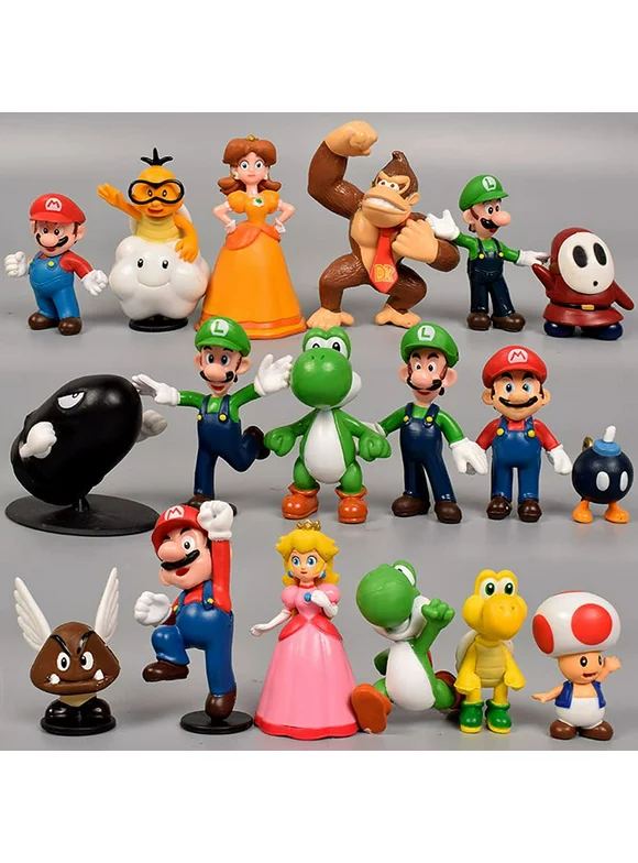 Set of 18 Pcs Figure for Inspired Super Mario Action FIgures Birthday Party, Decoration, and Gift!