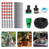 Drip Irrigation System, 82Ft/25M Drip Irrigation Kit with Adjustable Misting Nozzles& Drippers Automatic DIY Garden Irrigation System for Flower Bed, Patio, Greenhouse