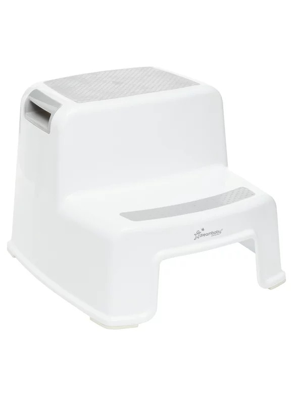 Dreambaby 2-Up Potty Training Toddler Small Step Stool w/ Handles, White