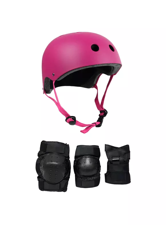 Skateboard Helmet Elbow/Knee/Wrist Pad Combo Large Purple/Pink