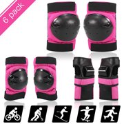 Protective Gear Set 6 in 1 Knee Elbow Pads with Wrist Guards Multi Sports Safety Protection Pads for Kids/Adults Scooter Skating Cycling