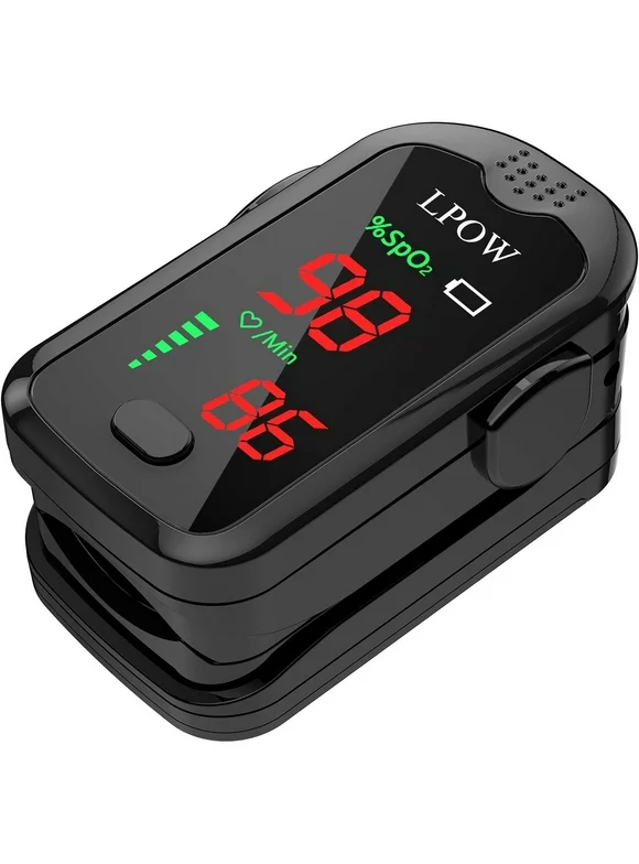 LPOW Pulse Oximeter Fingertip, Oxygen Level Pulse Rate,Blood Oxygen Saturation Monitor,Heart Rate Monitor and SpO2 Levels