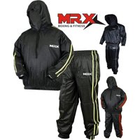MRX Heavy Duty Sweat SAUNA SUIT With Hoodie Exercise Gym Suit Fitness Weight Loss Slimming MMA Training Black/Green (Medium)
