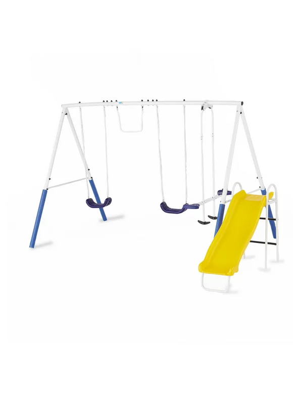 XDP Recreation Blue Ridge Play Outdoor Swing Set w/Glider, 2 Swings & Slide
