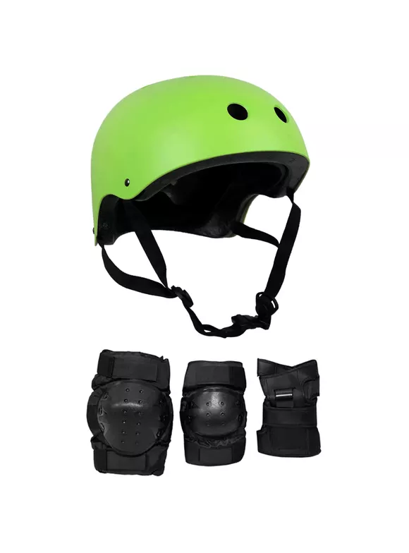 Skateboard Helmet Elbow/Knee/Wrist Pad Combo Adult Small - Neon Green Helmet