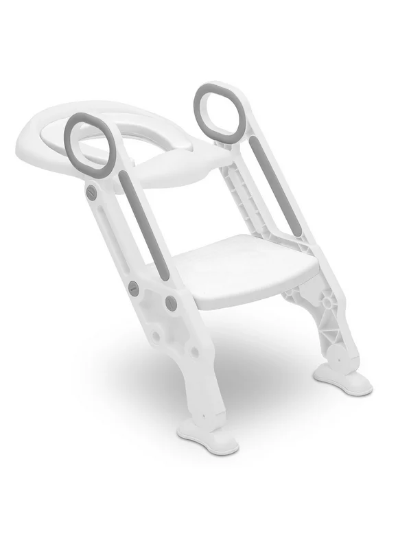 Delta Children Kid Size Toddler Potty Training Ladder Seat for Boys & Girls - Foldable Design Includes Adjustable Height, Soft Removable Seat & Built-In Splash Guard - Easy to Clean, White