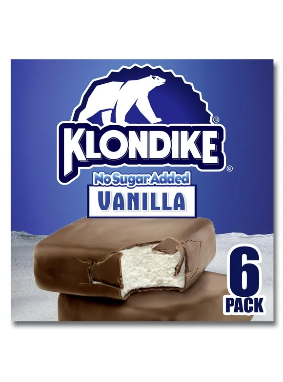 Klondike Crunchy No Sugar Added Vanilla Frozen Dessert Bars Kosher Nonfat Milk, 6 Count