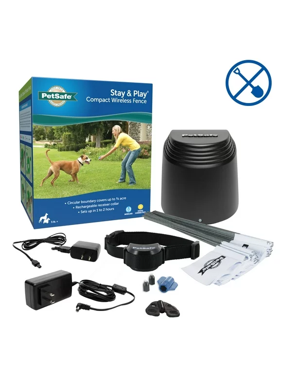 PetSafe Stay & Play Compact Wireless Fence for Dogs, Covers 3/4-Acre, Portable