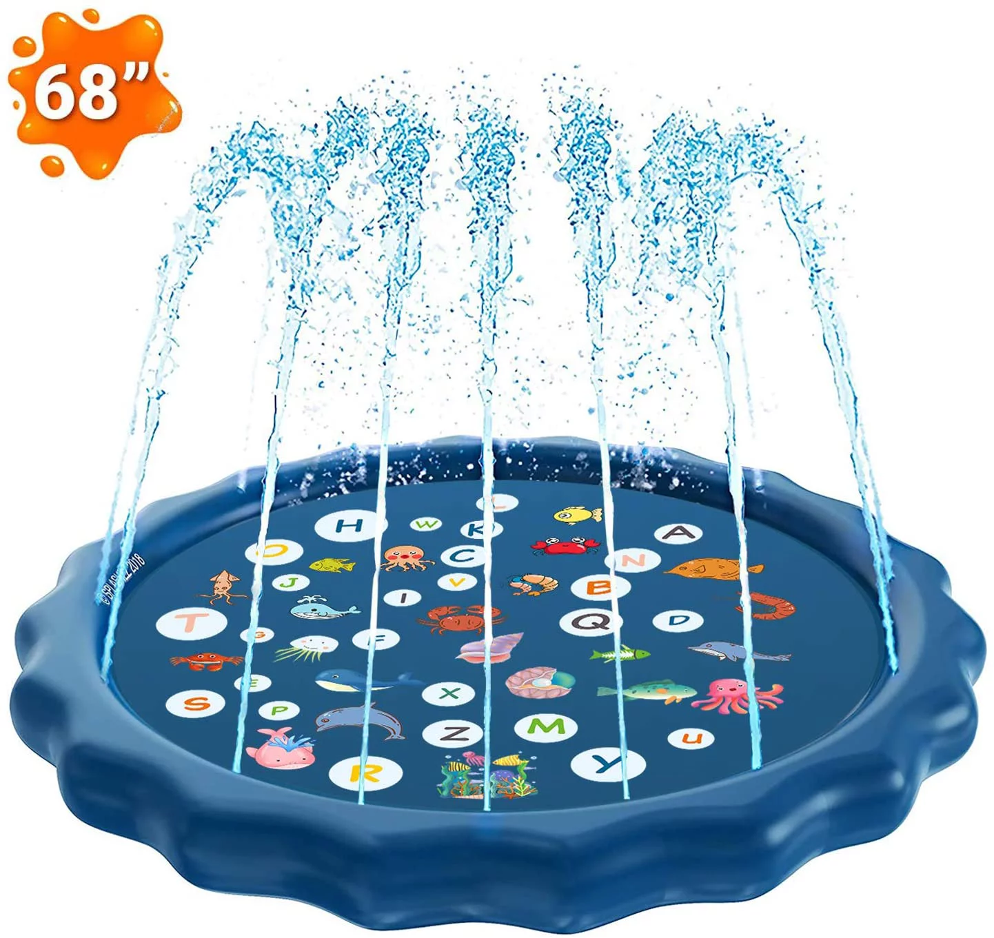 68 Sprinkler for Kids, 3-in-1 Splash Pad, from A to Z Toddler Pool for Wading Swimming and Learning, Inflatable Outdoor Water Toys Fun for 1 2 3 4 5 Year Old Toddlers, Kids, Boys and Girls