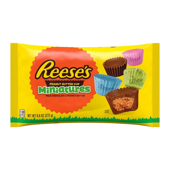 Reese's Miniatures Milk Chocolate Peanut Butter Cups Easter Candy, Bag 9.6 oz