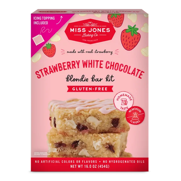 Miss Jones Baking Co. Gluten Free Strawberry White Chocolate Blondie Mix