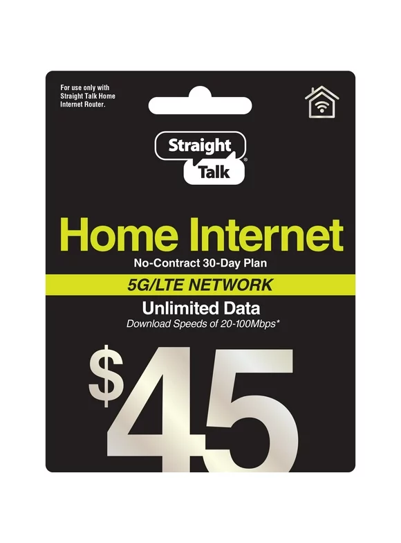 Straight Talk $45 Home Internet Unlimited Data No-Contract 30-Day Plan Direct Top Up