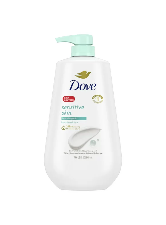 Dove Sensitive Skin Hypoallergenic Liquid Body Wash with Pump, 30.6 oz