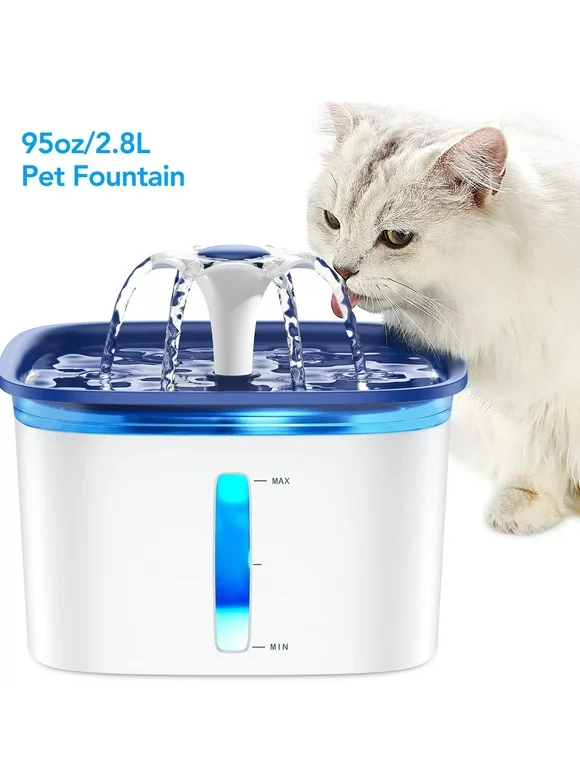 95oz/2.8L Pet Fountain, Cat Dog Water Fountain Dispenser with Smart Pump,Blue