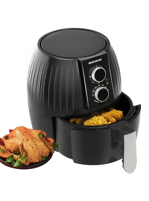 Air Fryer 5.8 Qt Electric Hot Air Fryers Oven with Knob, Kitchen Appliances, Non-Stick Basket, Recipes, UL Certified, 1300w, Black