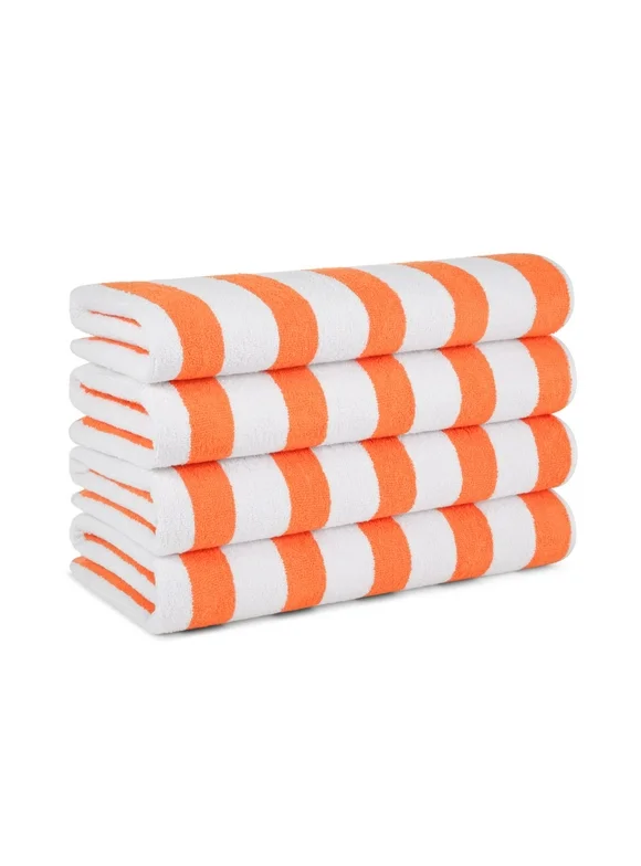 Arkwright Cali Cabana Beach Towels - 100% Ring Spun Cotton Pool Towel - 30 x 60 in. - (4 Pack) Orange