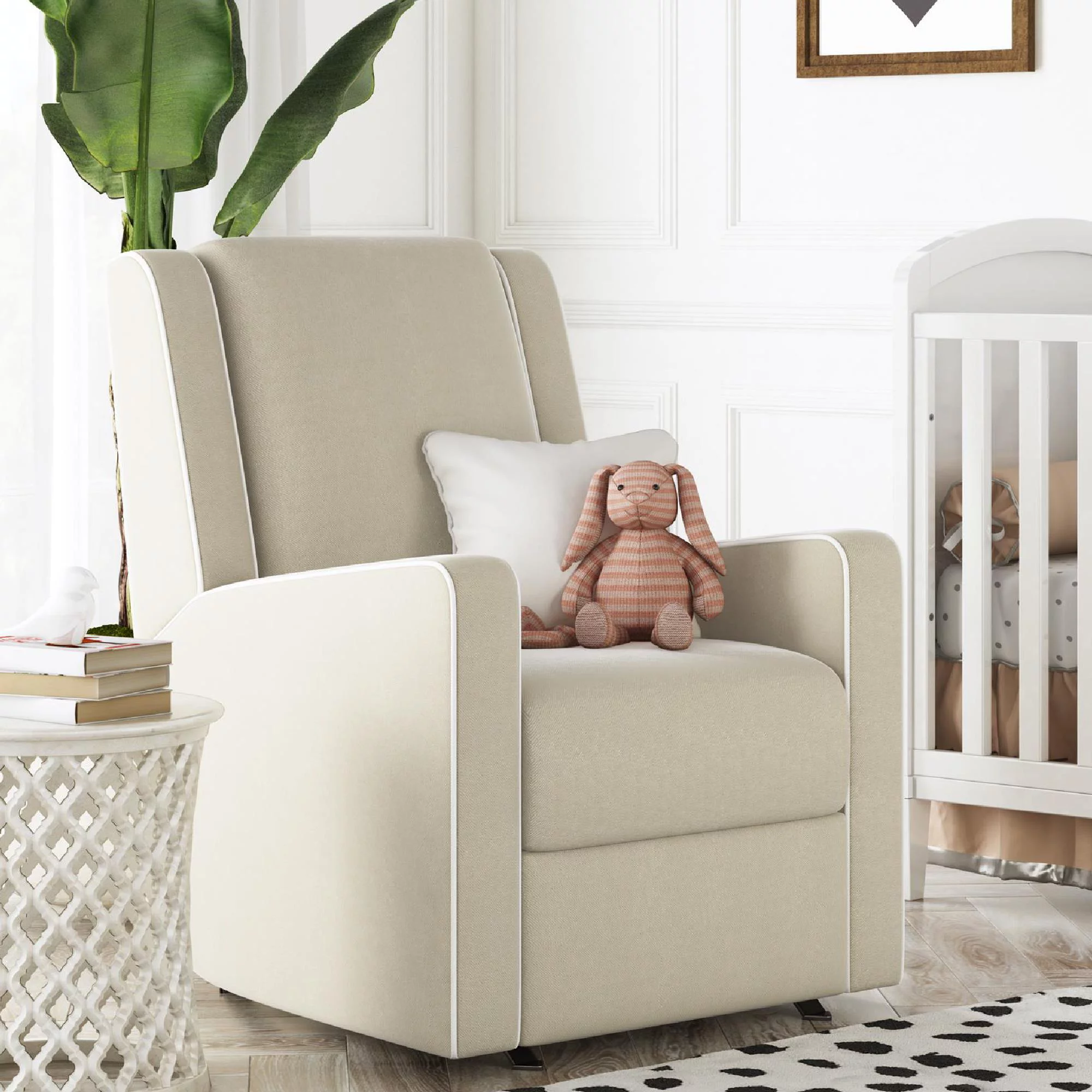 Baby Relax Robyn Rocker Recliner Chair with Pocket Coil Seating, Beige Linen