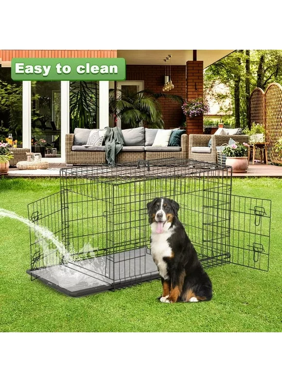 BestPet Double-Door Metal Dog Crate with Divider and Tray, X-Large, 48"L