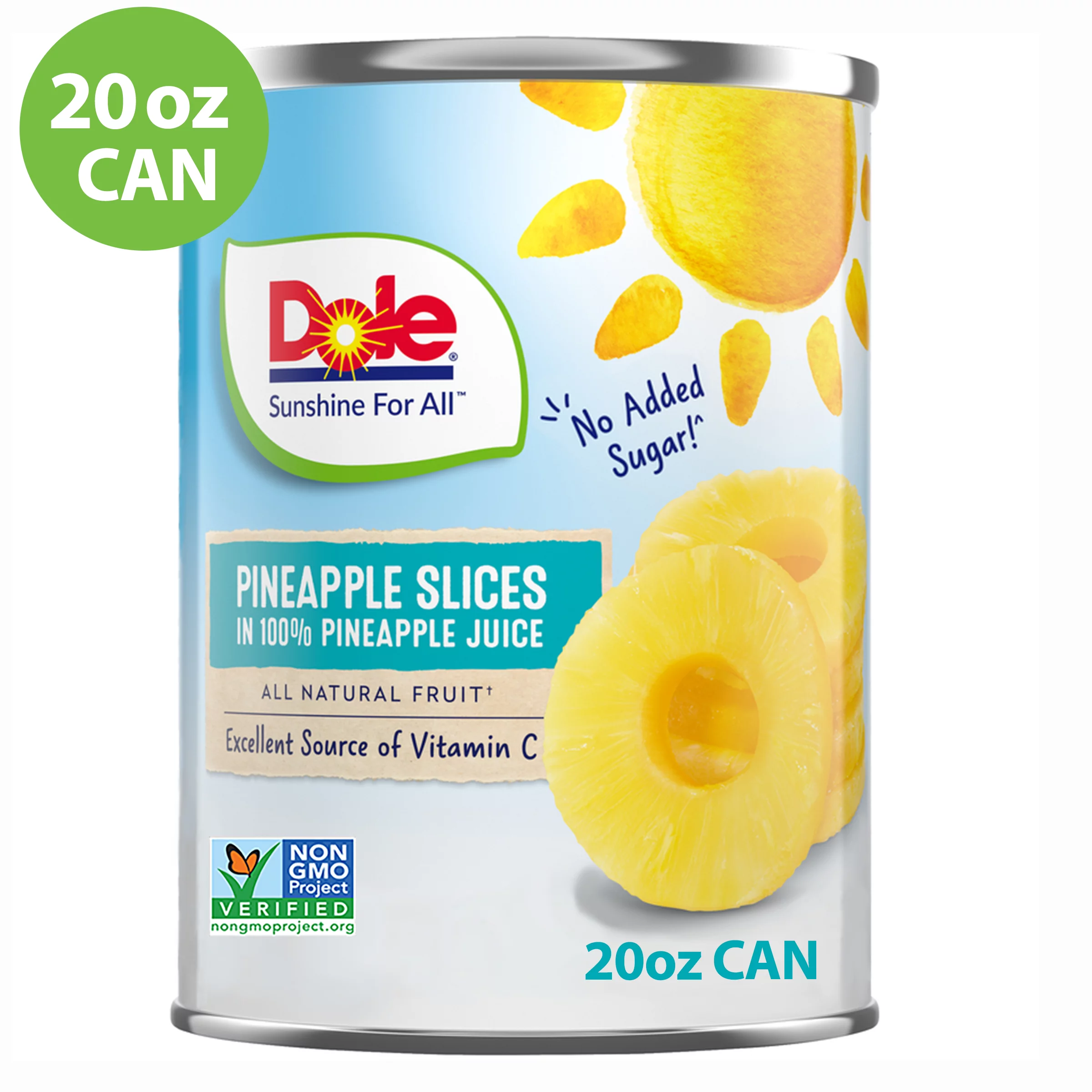 Dole Pineapple Slices in 100% Pineapple Juice, 20 oz Can