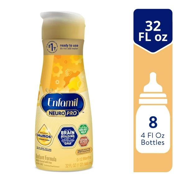 Enfamil NeuroPro Baby Formula, Triple Prebiotic Immune Blend with 2'FL HMO & Expert Recommended Omega-3 DHA, Inspired by Breast Milk, Non-GMO, Ready-to-Use Liquid, 32 Fl Oz