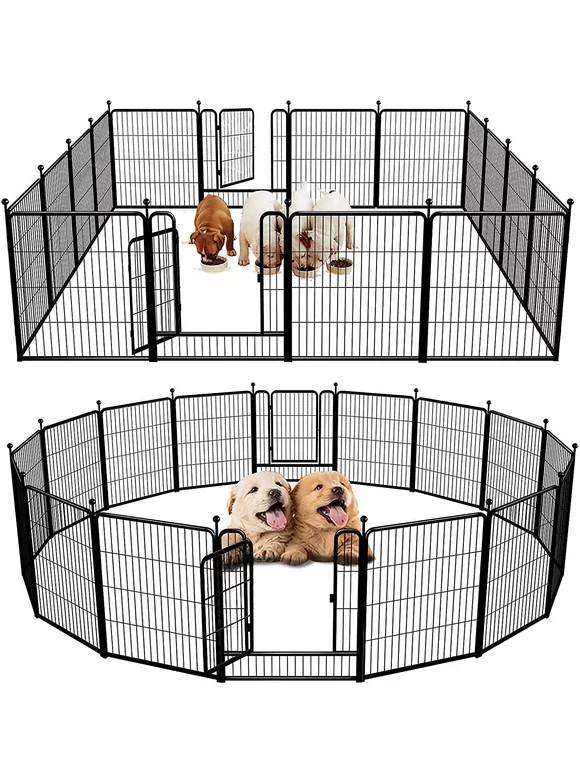 FXW Rollick Dog Playpen Outdoor,16 Panels 32" Height Dog Fence Exercise Pen with Doors for Medium/Small Dogs, Pet Puppy Playpen for RV, Camping, Yard