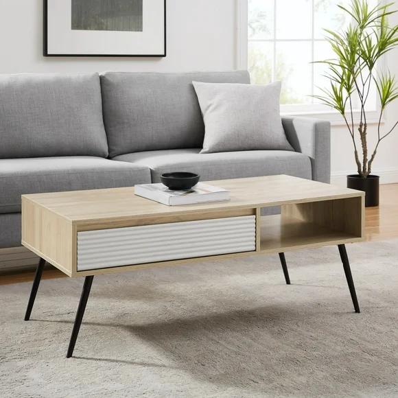 Manor Park Modern Fluted Drawer Coffee Table, Birch