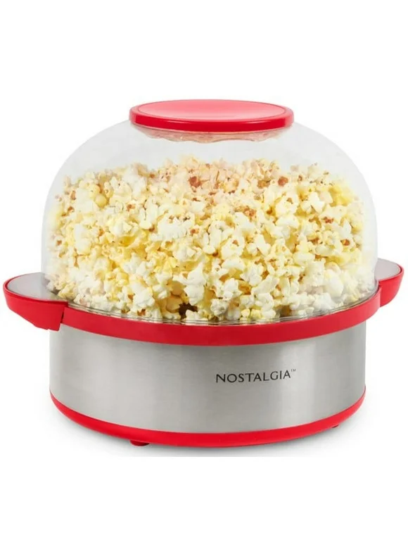 Nostalgia Stir-Pop Popcorn Maker, Red and Stainless Steel