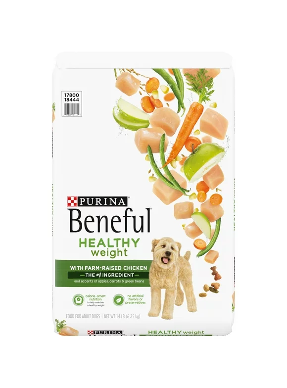 Purina Beneful Dry Dog Food for Adults Healthy Weight, High Protein Farm Raised Chicken, 14 lb Bag