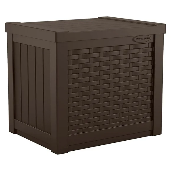 Suncast 22 Gallon Outdoor Patio Small Deck Box with Storage Seat, Java