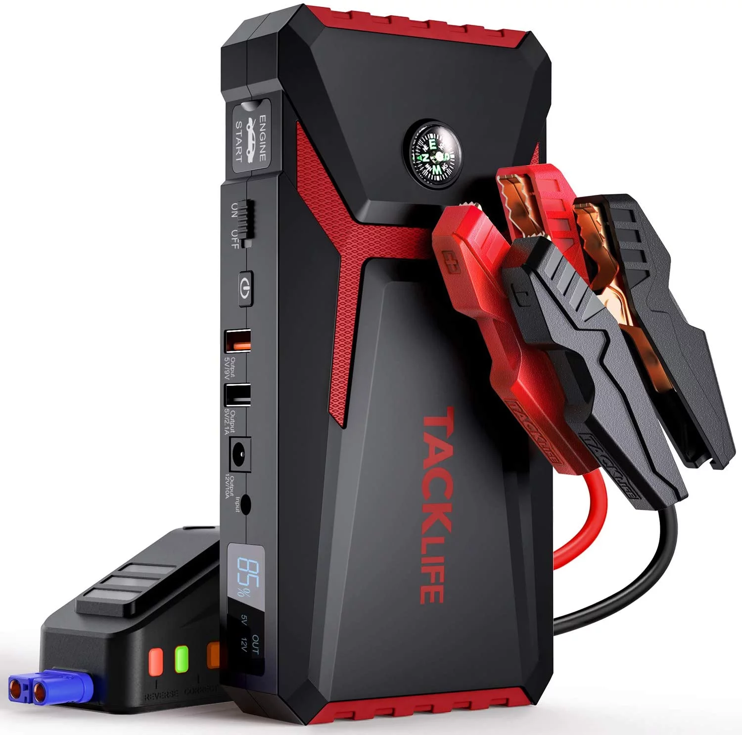 Tacklife 800A Peak 18000mAh Car Jump Starter Up to 7.0L Gas, 5.5L Diesel Engine, 12V Auto Battery Booster T8 Red