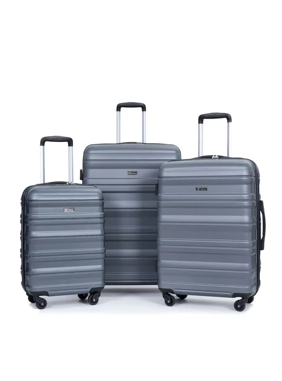 Tripcomp Hardside Luggage Set 3-Piece Set(21/25/29) Lightweight Suitcase 4-Wheeled Suitcase Set(Grey)